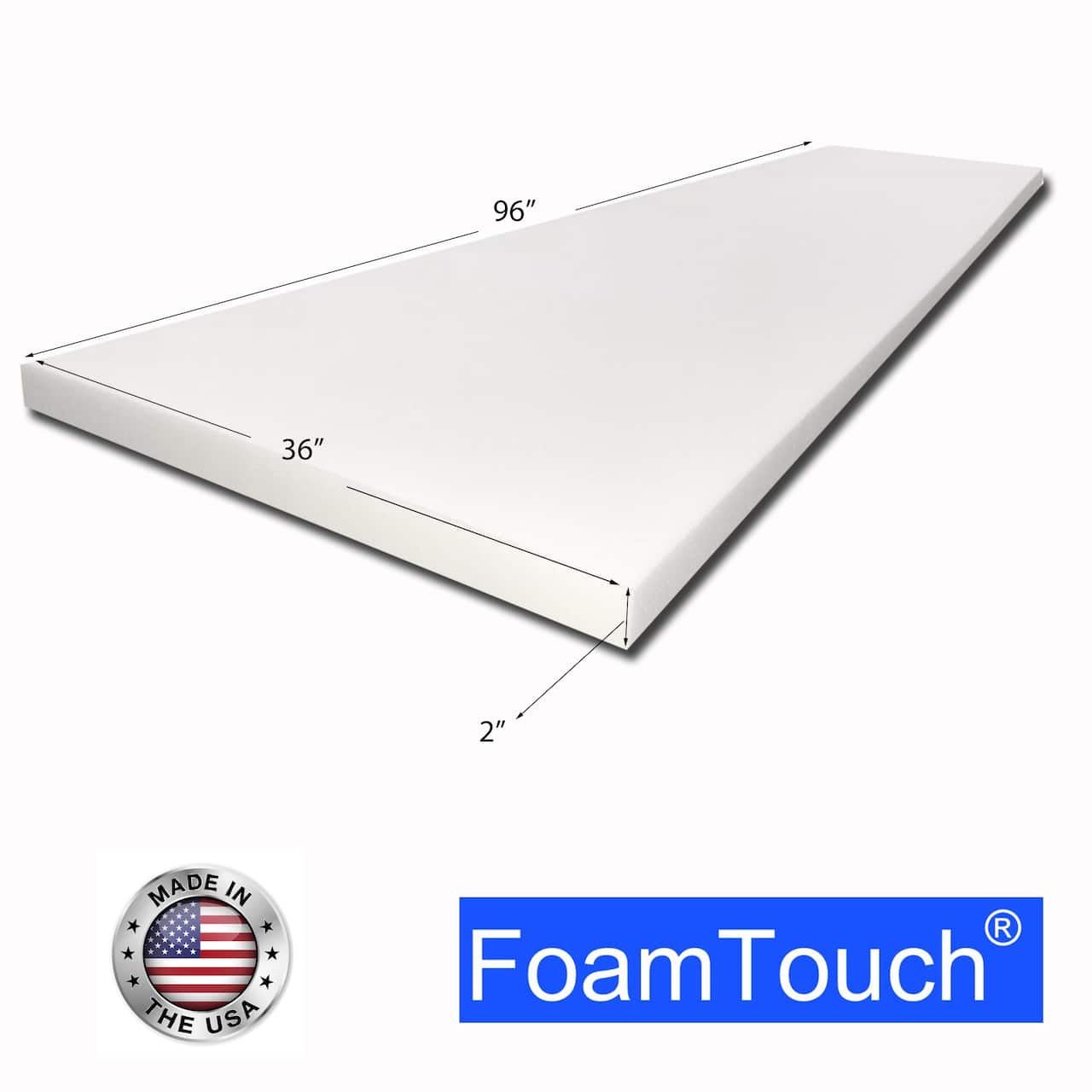 FoamTouch® 2" x 36" x 96" High Density Upholstery Foam